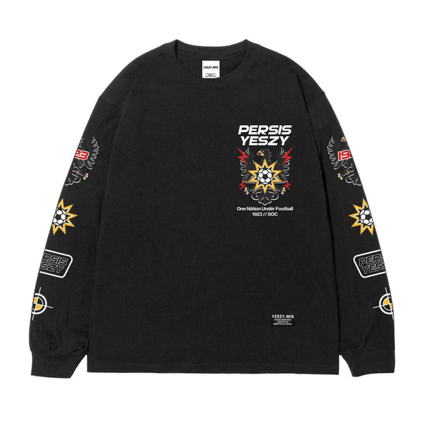 PERSIS X YESZY T-SHIRT LONGSLEEVE ONE NATION UNDER FOOTBAL - BLACK