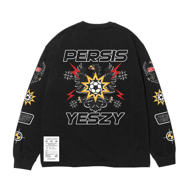 PERSIS X YESZY T-SHIRT LONGSLEEVE ONE NATION UNDER FOOTBAL - BLACK