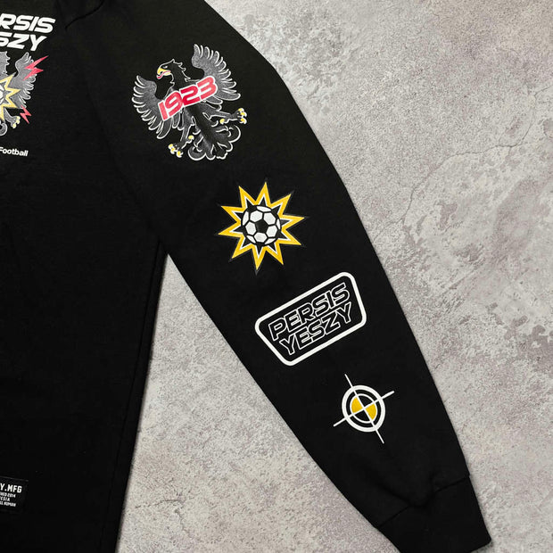 PERSIS X YESZY T-SHIRT LONGSLEEVE ONE NATION UNDER FOOTBAL - BLACK
