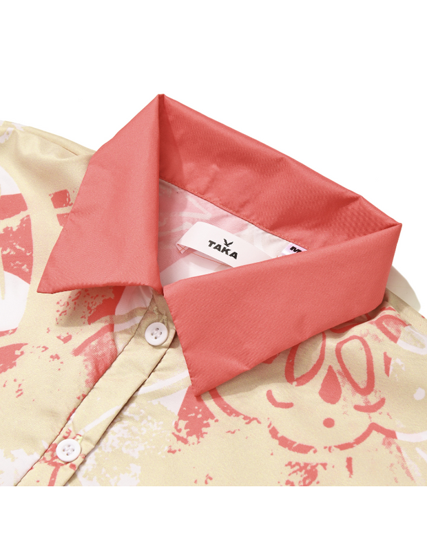 Persis X Taka - Court Boxy Printed Shirt Abtract - Pink